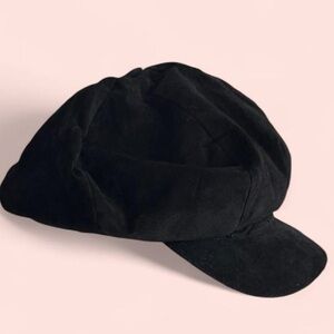 70’s 1970’s Vintage Leather Pig Suede Oversized Puffer Long Bill Cap / Hat